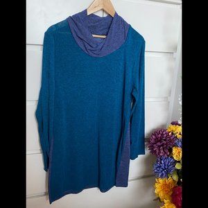 Blue thin sheer sweater top